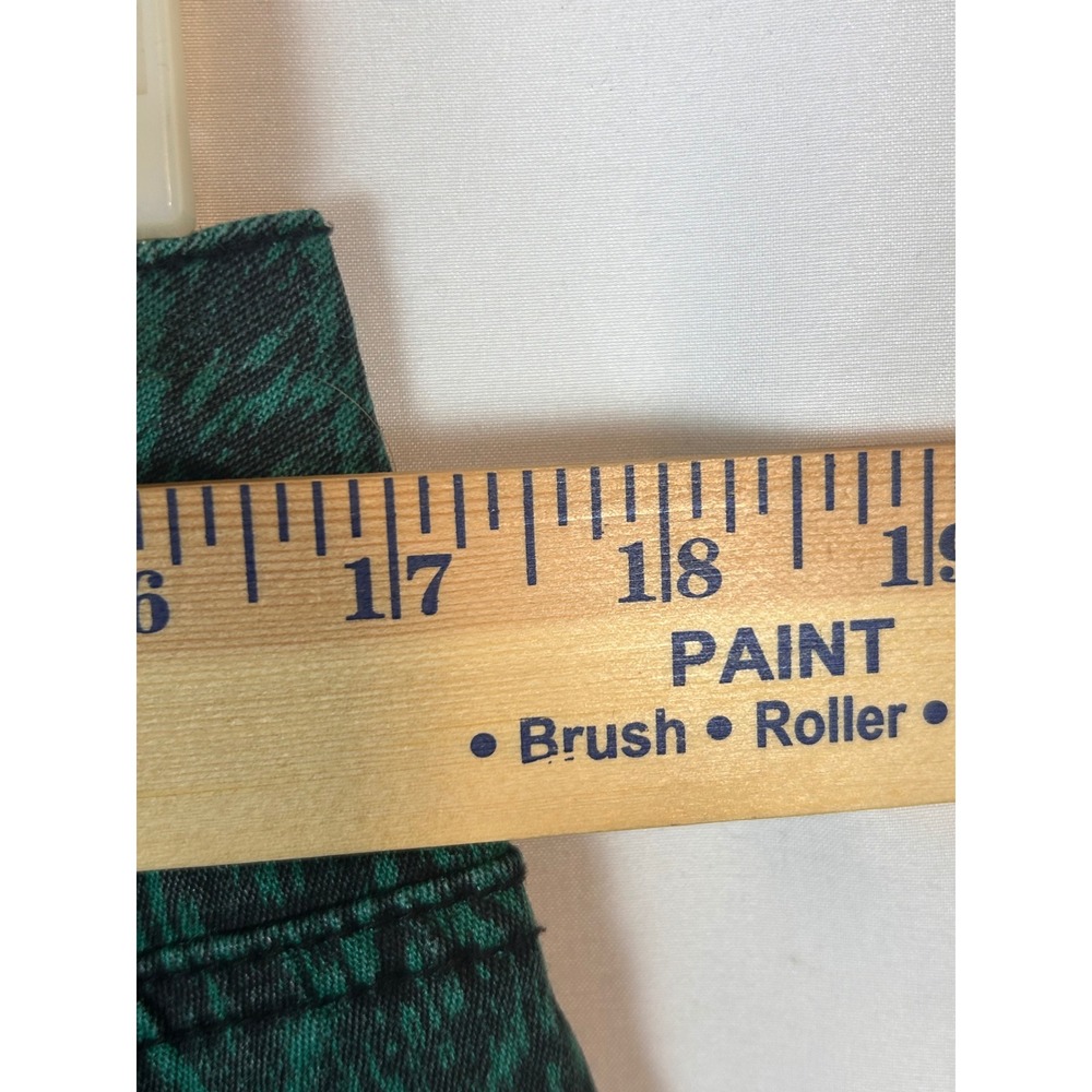 Green Ikat Diamond Pattern Straight Leg Pants Women Green Black Geometric Print - Picture 7 of 11